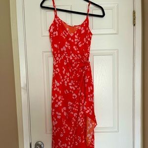 LUSH Orange/Pink Cheetah Print Silk wrap dress. Worn once.
